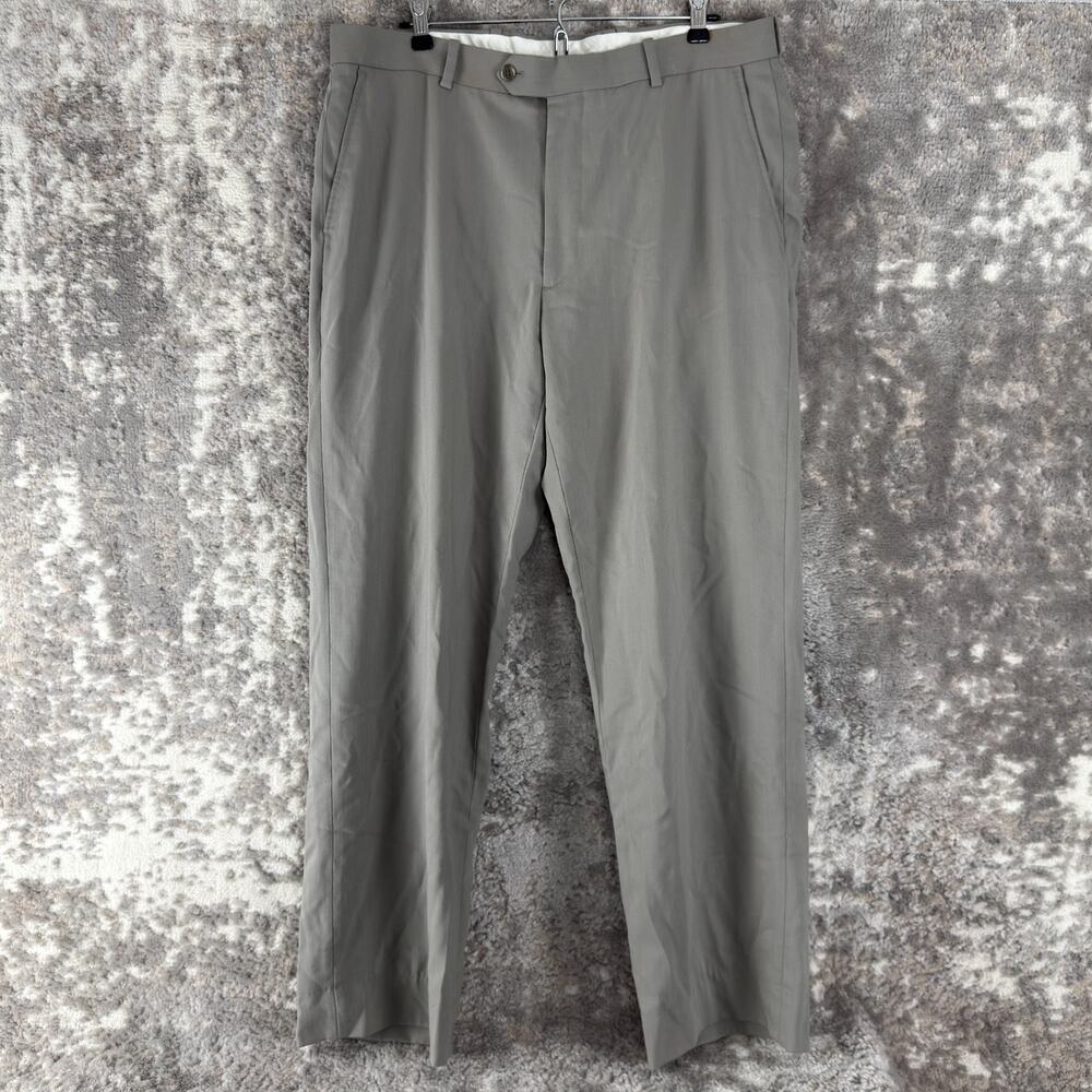 Pronto Uomo Size‎ 36 Wool Career Flat Front Pants Gray Button Zip Pocket